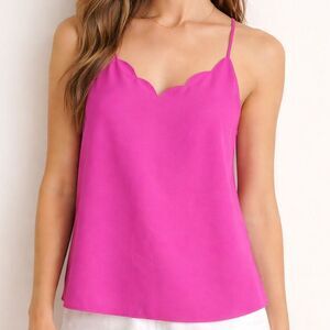 J. Crew Scalloped Cami Top Hot Pink Size 2